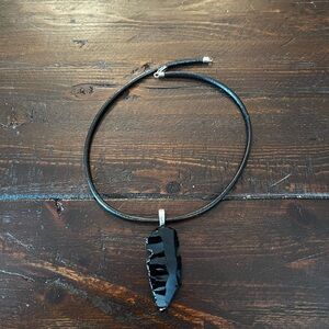 Black Glass Arrowhead Pendant Necklace